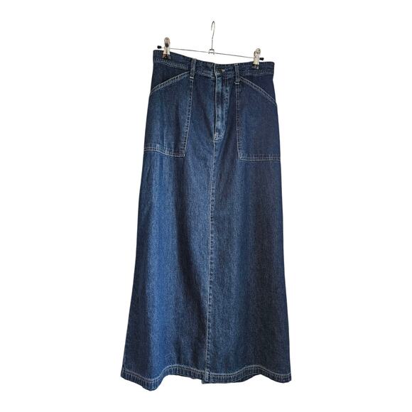 White Stag Long Denim Blue Jean Skirt Size Missy 10 Oversized Pockets READ - Picture 1 of 9